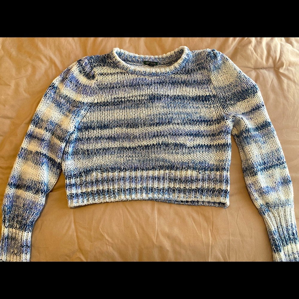 Soft Fuzzy Crop Top Crew Neck Sweater